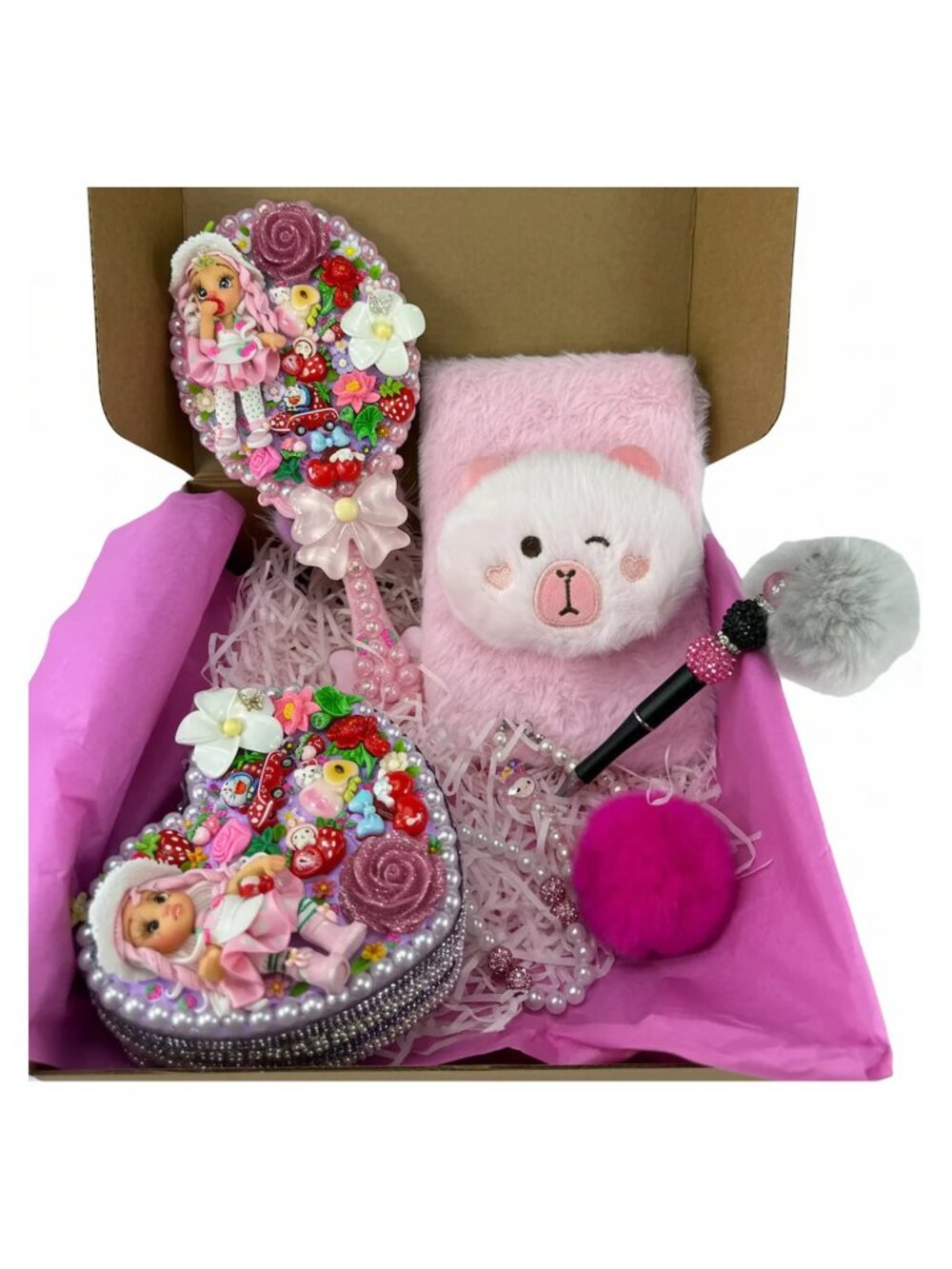 trawberry Coquette Vanity Gift Set | Mirror, Jewelry Box & Journal